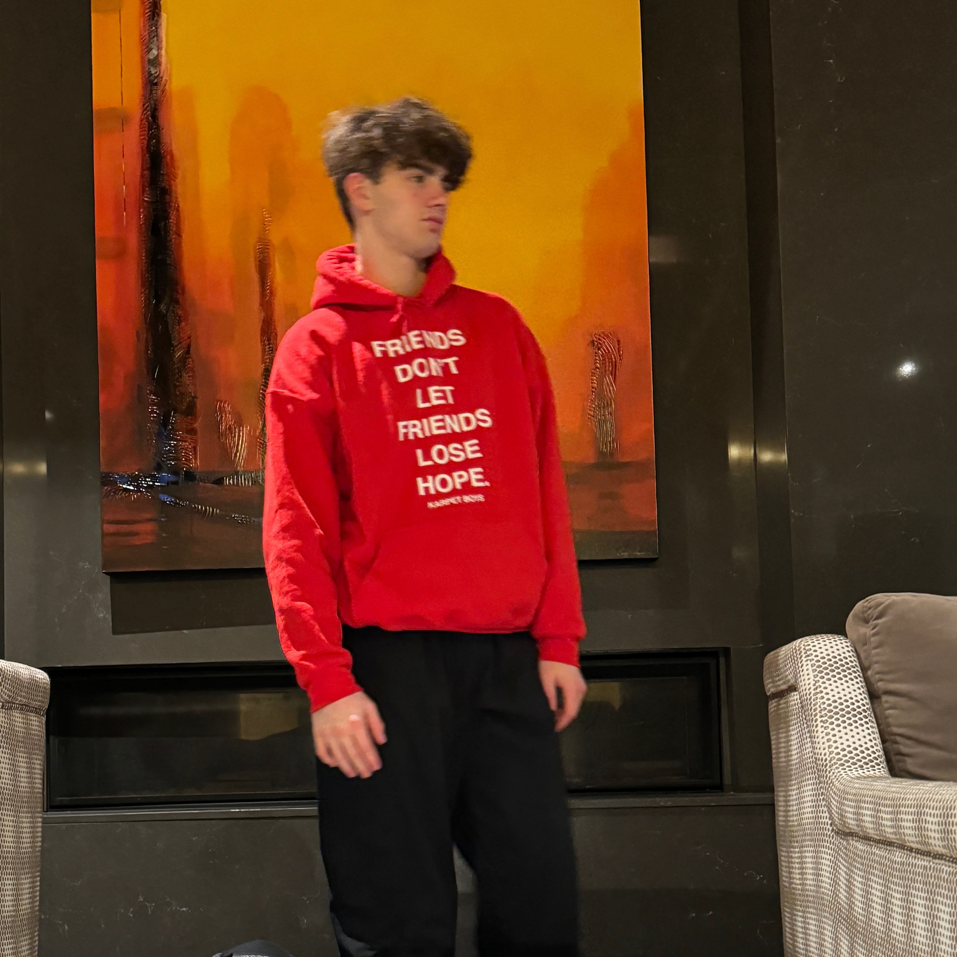 KARPETCINEMA Red Friends Don t Let Friends Lose Hope Hoodie Large